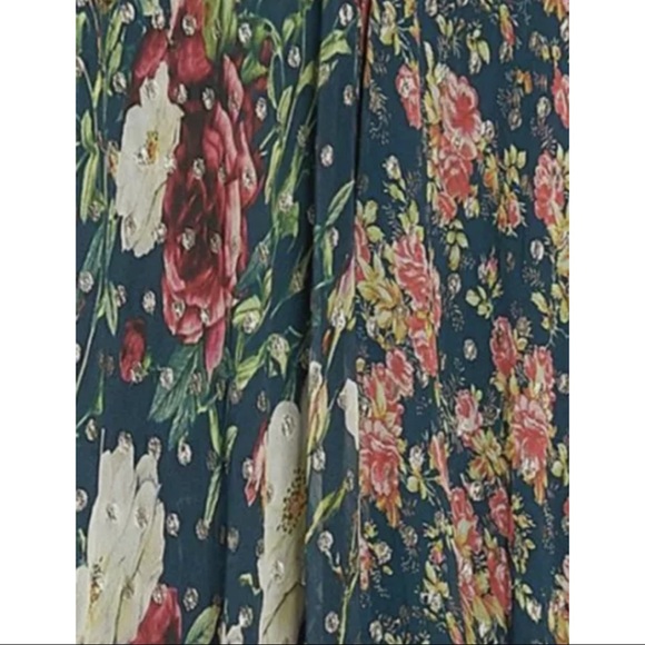 Hemant & Nandita x Anthropologie Hermosa Bias XS 0 2 Blue Pink Floral Maxi Dress - Picture 3 of 10
